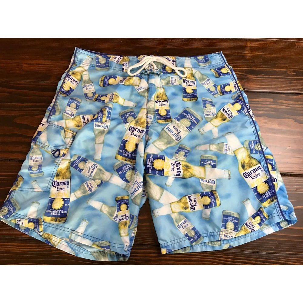 Corona Shorts, Men's Size 34, Blue, Corona Extra Beer, Board Shorts/Swim Trunks